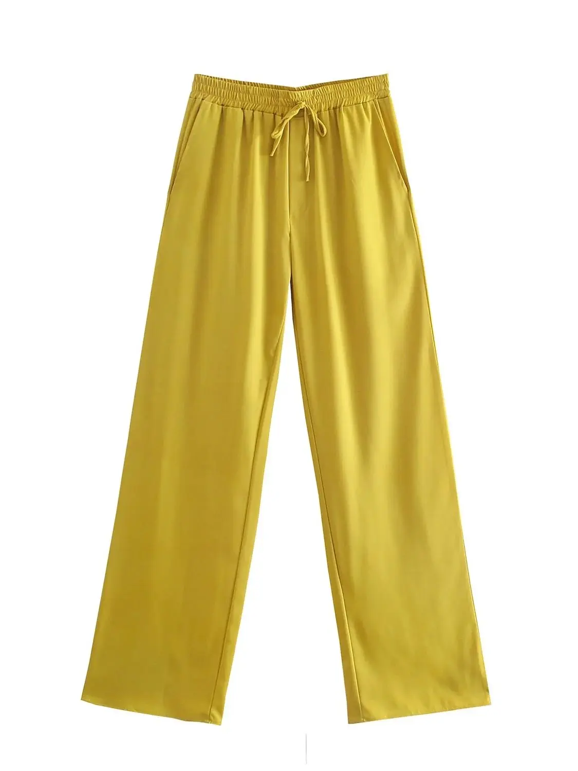 

Модные широкие брюки с боковыми карманами, свободные винтажные женские брюки на шнуровке с высокой эластичной талией, женские брюки 2023, женские шикарные