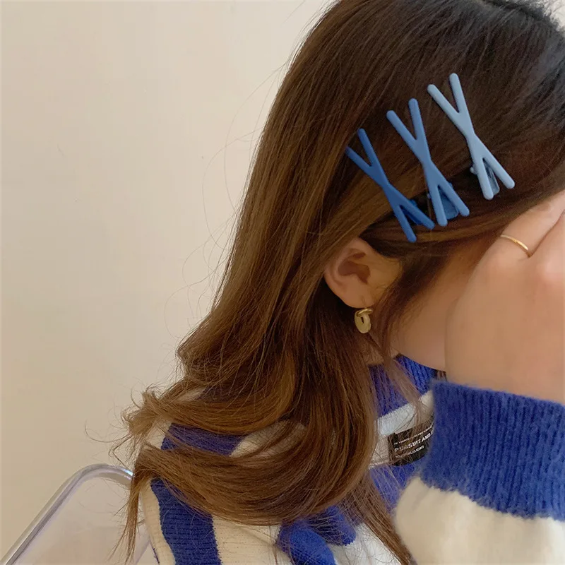 

Korean Sweet Girls Sweet Hairpin Gradient Color Cross Seamless Bangs Clip Broken Hair Clip Cute Ins Edge Clip Candy Color Clip