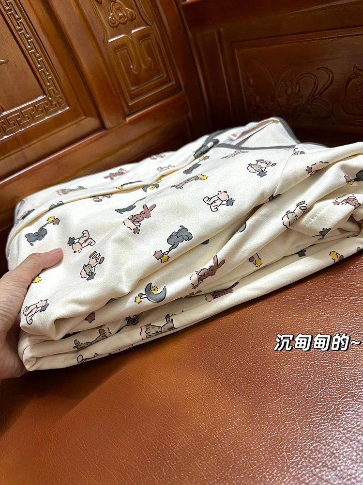 Женская бархатная Пижама с милым мультяшным принтом Новинка осени 2024 свободные