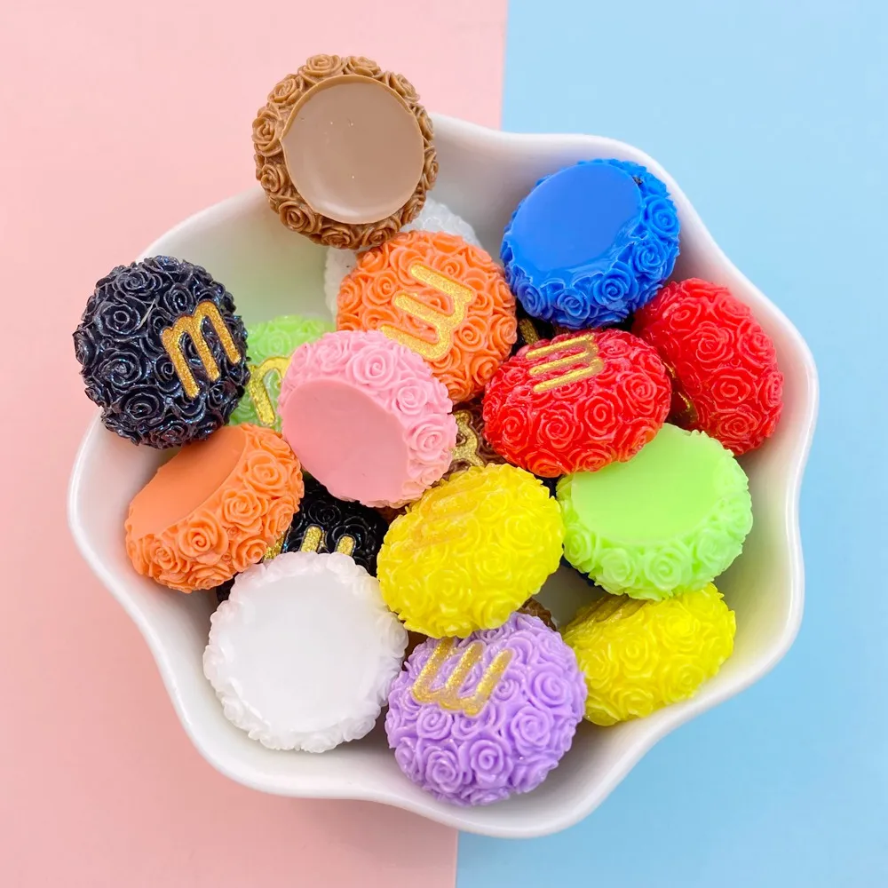 10 шт. новые милые резиновые цветные круглые буквы серии M с плоской задней частью