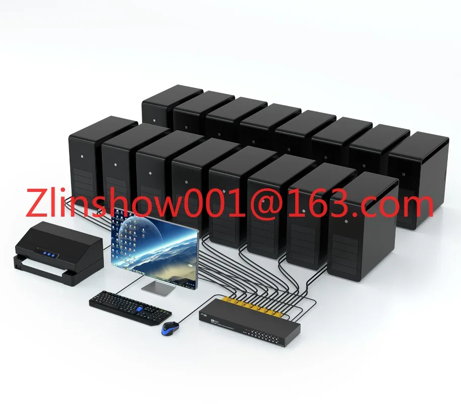 Фото 16-портовая KVM-консоль VGA для монтажа в стойку USB VGA KVM-переключатель 16x1 Коммутатор 16 в 1 выход + 16 кабелей в упаковке MT-1601UK-CH №3