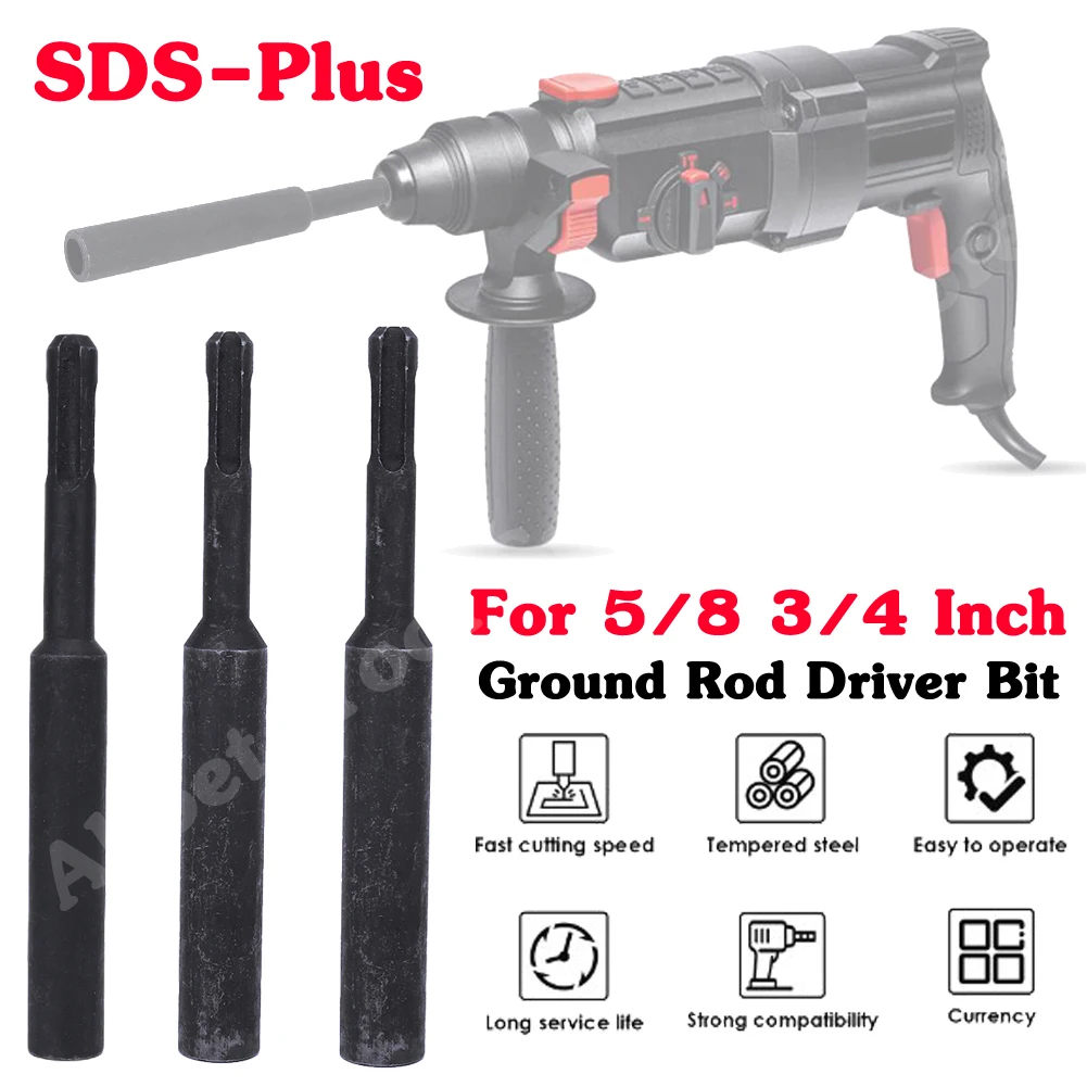 

SDS-Plus Adapter Ground Rod Bits Driver Steel Hammer Drill Ground Rod Driver For 5/8 Inch 3/4 Inch for All SDS Plus Impact Drill