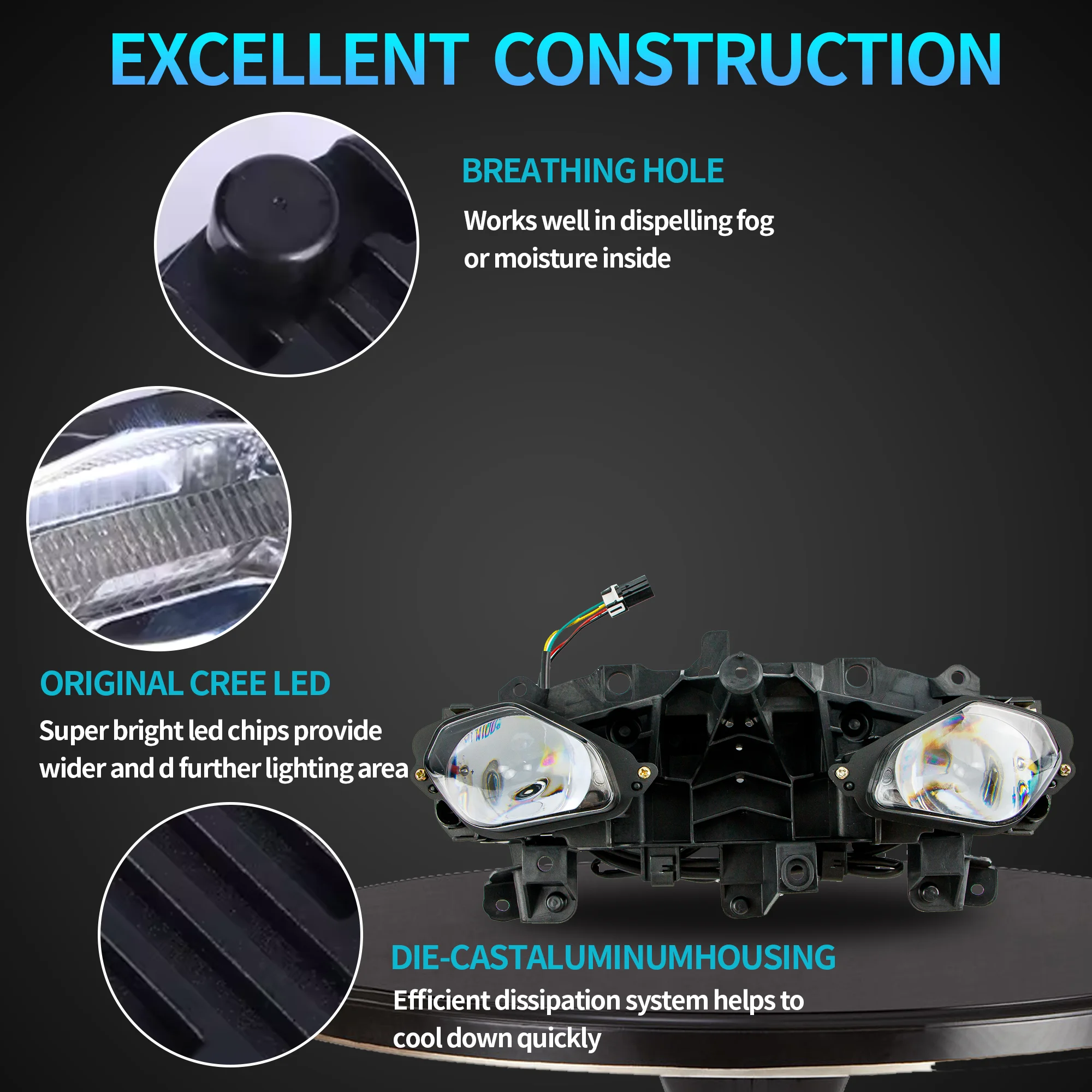 Фото Фара передняя в сборе для мотоцикла Yamaha MT-10 (2017-2021), LED-фара для MTM1000 MT 10 (2018, 2019, 2020) №4