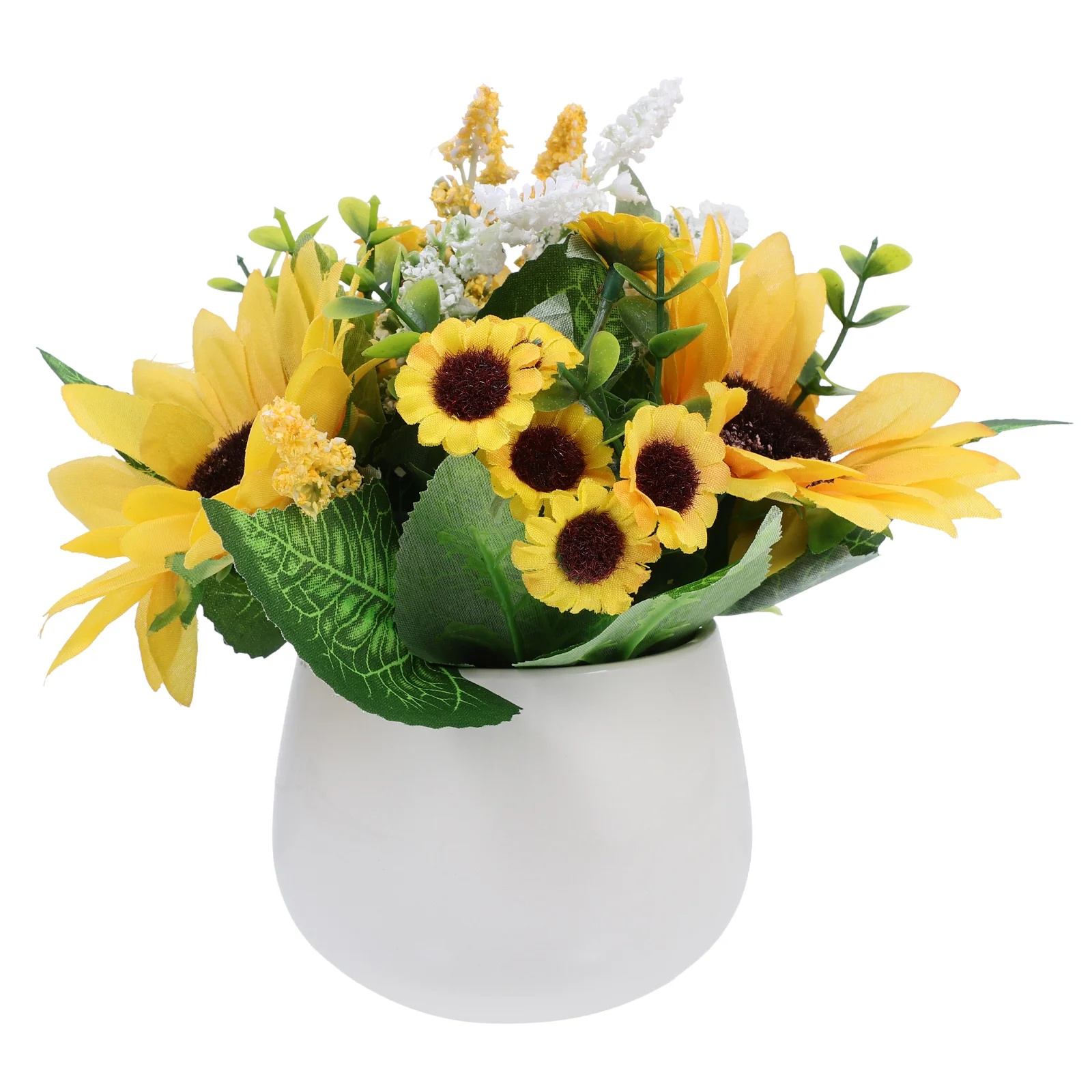 

Potted Sunflower Artificial Plants Indoor Desktop Fake Bonsai Adornment Set Ornament Silk Cloth Emulation Decoration