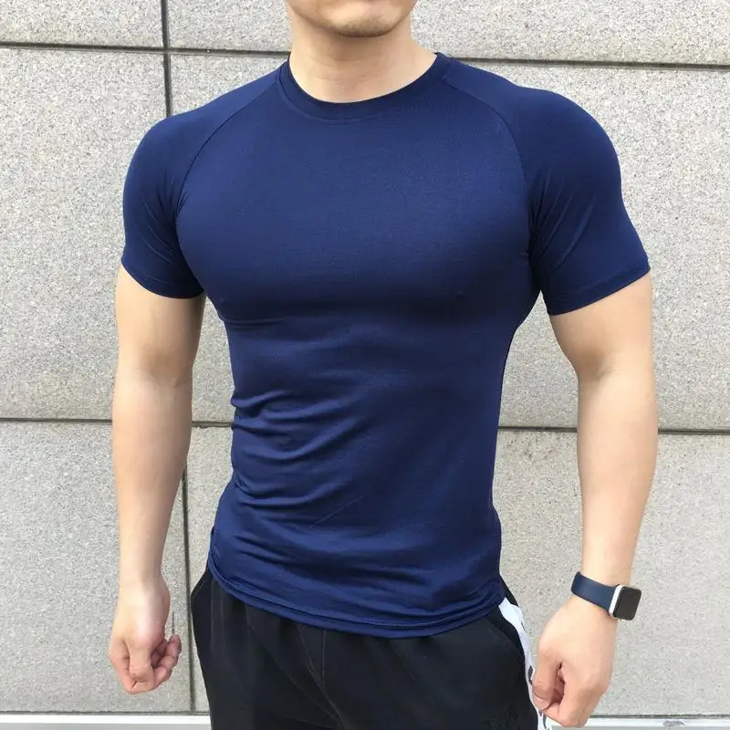 

New Men Summer Short Sleeve Fitness T Shirt Running Sport Gym Muscle big size T Shirt Workout Casual High Quality Tops Clothing