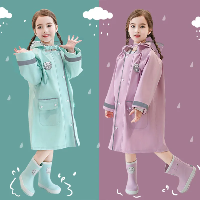 

95-160CM Children's Raincoats Waterproof Kids Rain Coat Jacket Poncho Legging Cover Boys Girls Students Reflective