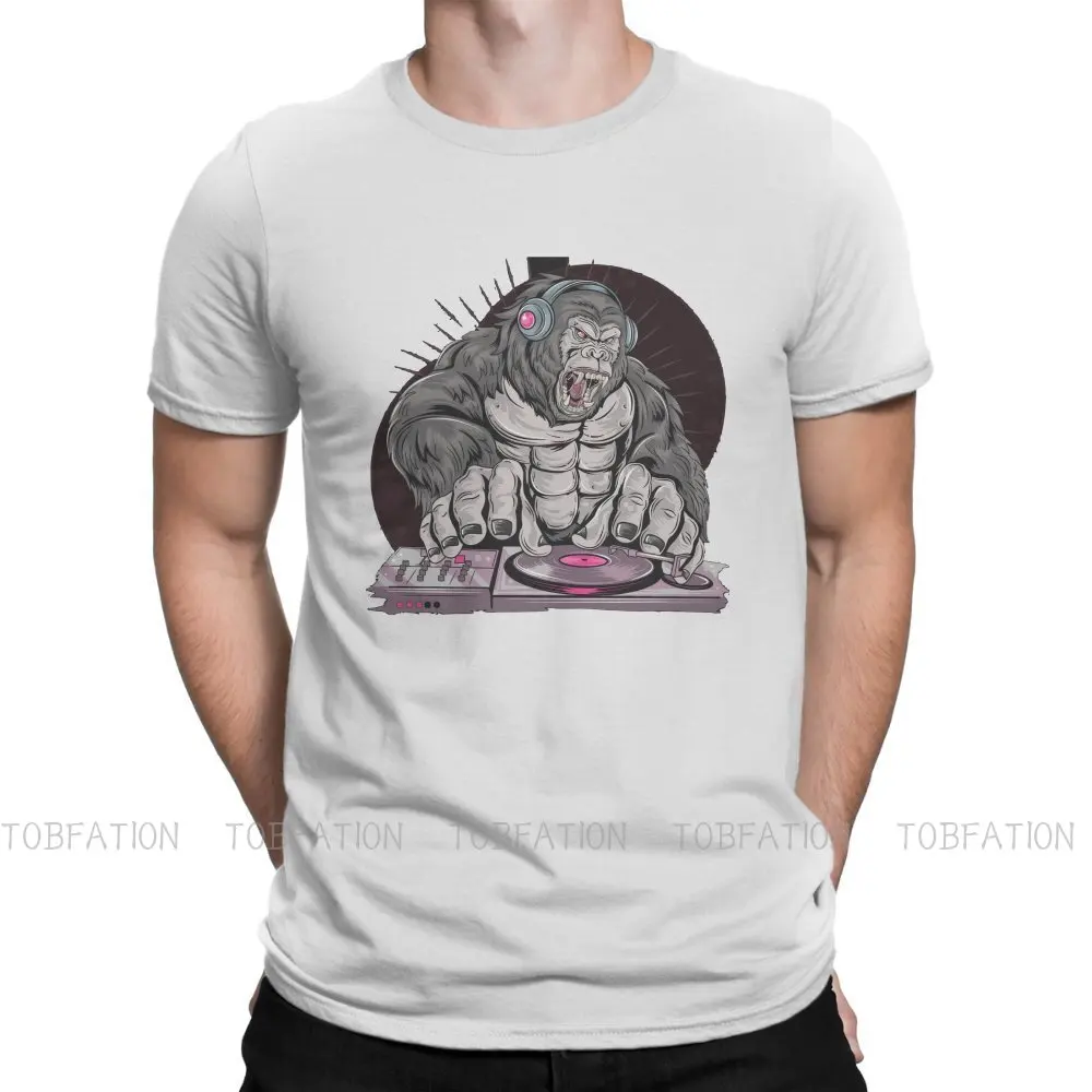 

Gorilla Dj Music Party Hipster TShirts Popularity Trend Male Harajuku Fabric Streetwear T Shirt Round Neck Big Size