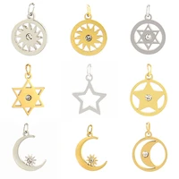 5pcslot star charms stainless steel pentagram charms for jewelry making moon pendant making supplies for jewelry components