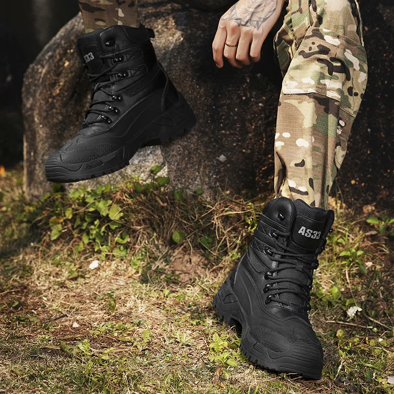 Men's Outdoor Military And Ankle Boots Tactical Combat Men's Boots Military Hunting Work Boots Men's Shoes Job Security Shoes
