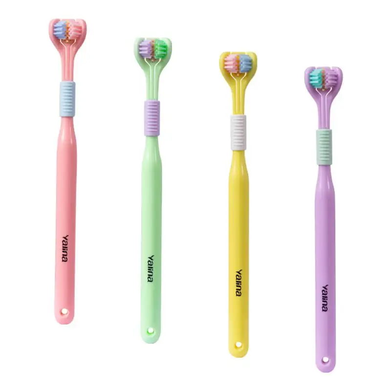 

Adult 360° Three-head Toothbrush V-shaped Bag Brush Head Soft Bristle Toothbrushes Oral Care Cleaning Tongue Coating Toothbrush