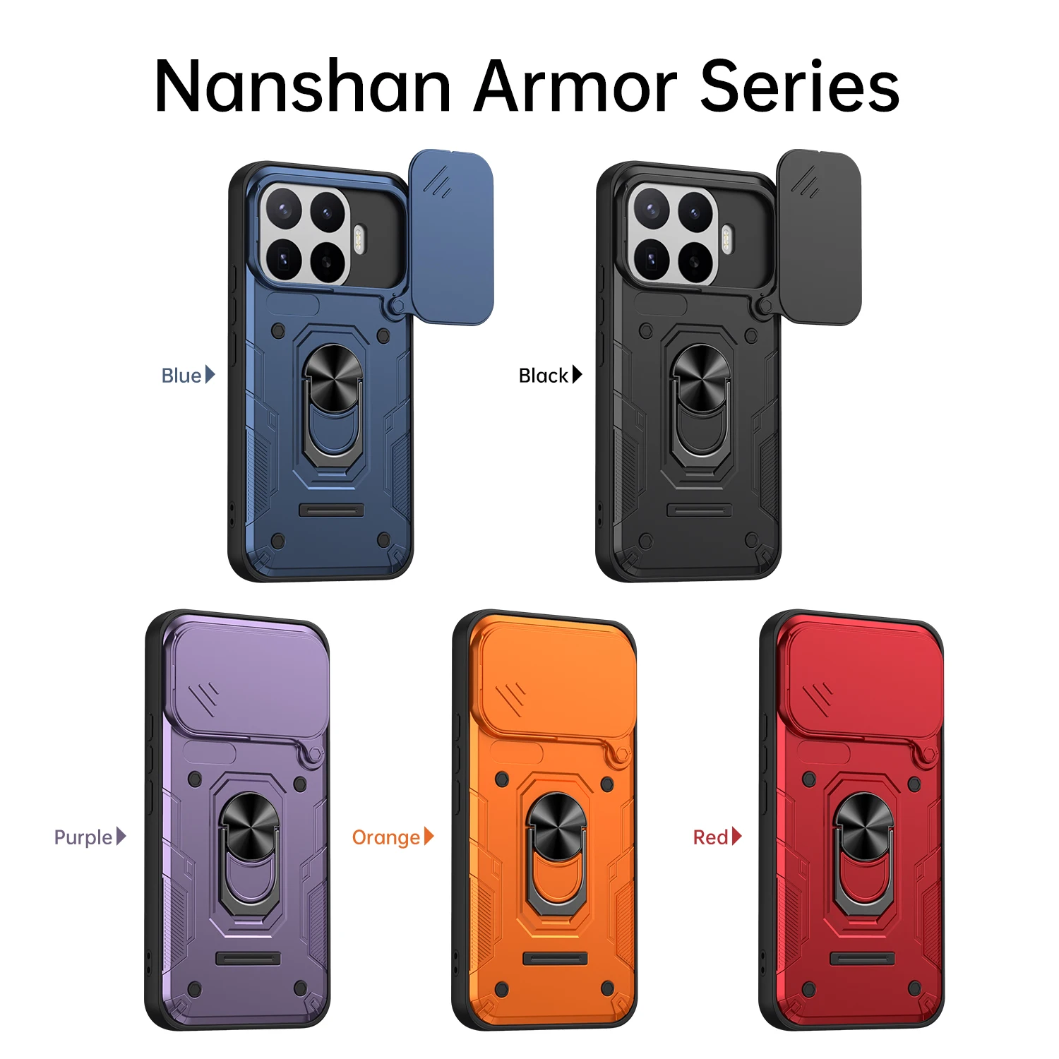 Противоударный чехол Nanshan Armor для Xiaomi 17T Pro  Xiaomi 17T 5G с защитой камеры, металлическим кольцом-подставкой и противоударным покрытием (art.: 3920dca07976d) - 3920dca07976d