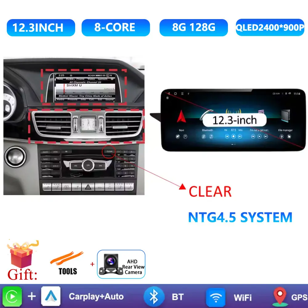 

Автомобильный радиоприемник Carplay, мультимедийный плеер для Mercedes Benz E Class W212 2009-2016 QLED Экран 4G Android 15 Автоаксессуары Стерео