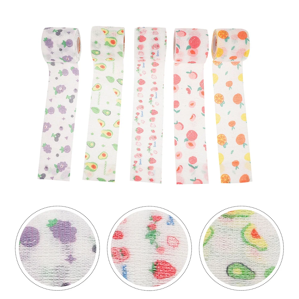 

5 Rolls Athletic Tape Cohesive Bandages Adhesive Wrist Tapes Basketball Wrap Football Sports