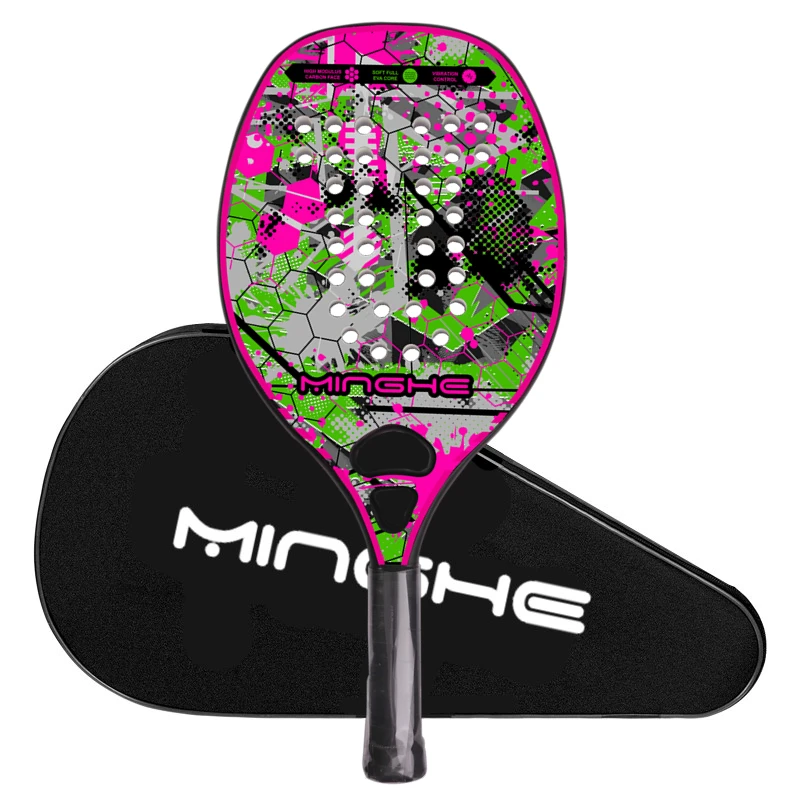 MINGHE Carbon Fiber Beach Racket Model H-008 - 12 colors Graffiti Series Racket with Backpack for Athletes