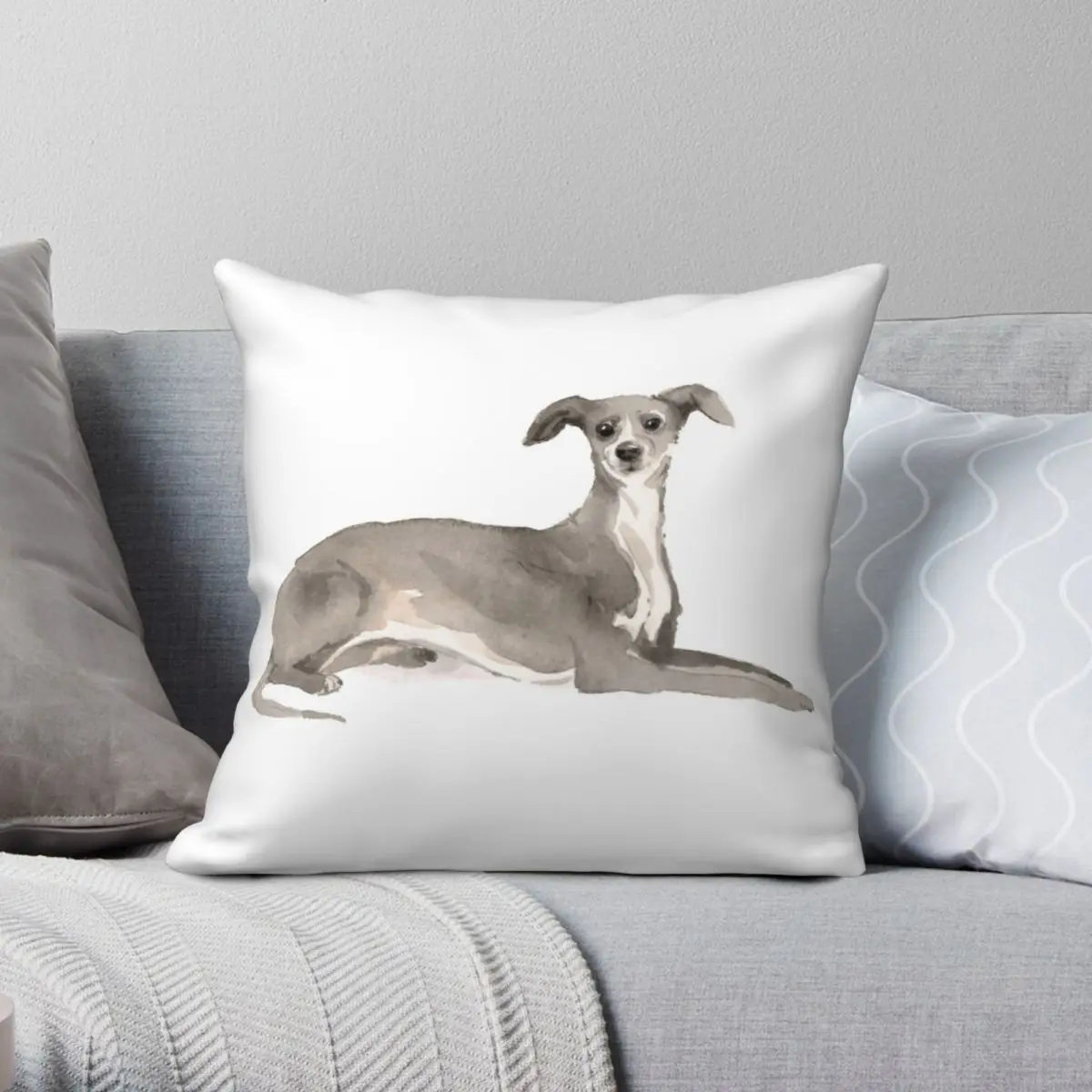 

Italian Greyhound Pillowcase Polyester Linen Velvet Pattern Zip Decorative Bed Cushion Cover