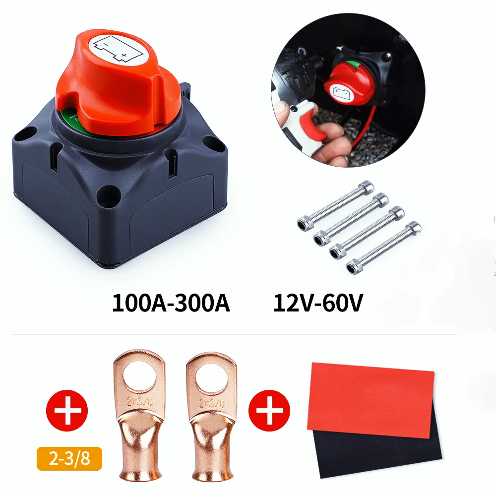 

12V 300A Key Battery Selector Isolator Disconnect Rotary Switch Circuit Cutter for Camper Car Auto RV Marine Boat