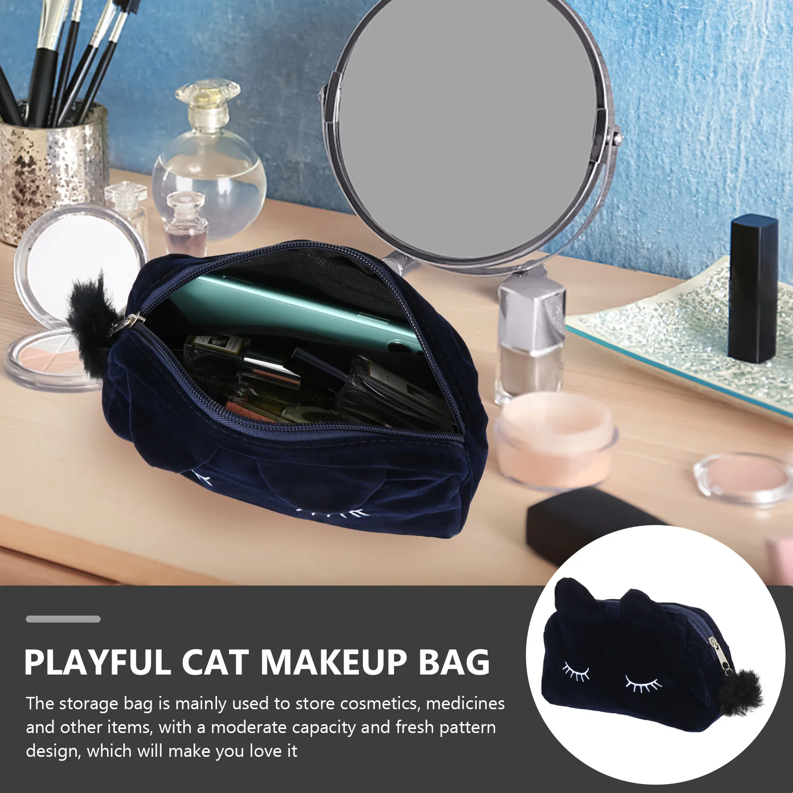 2 шт. косметичка с изображением кота для путешествий органайзер макияжа коробка