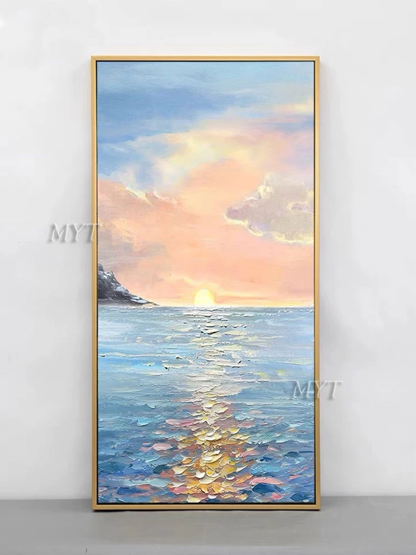 

Современные художественные картины, цветные блоки, абстрактная картина маслом, закат и закат, коридор, декоративная картина