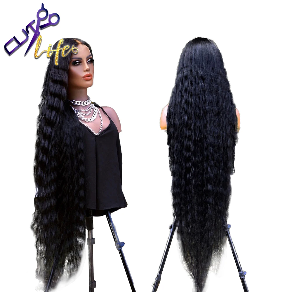 

Wavy 13x4 Lace Front Wig Human Hair Remy Brazilian Hair Wig Natural Pre Plucked Wave Lace Closure Wig 36inch For Black Women