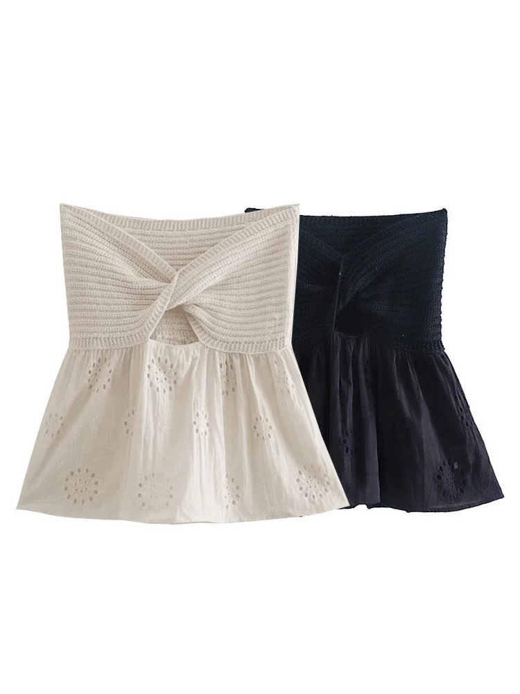 

Женские Модные ажурные Комбинезоны, винтажные вязаные укороченные топы в стиле пэчворк, однотонная женская майка-туника, блузка