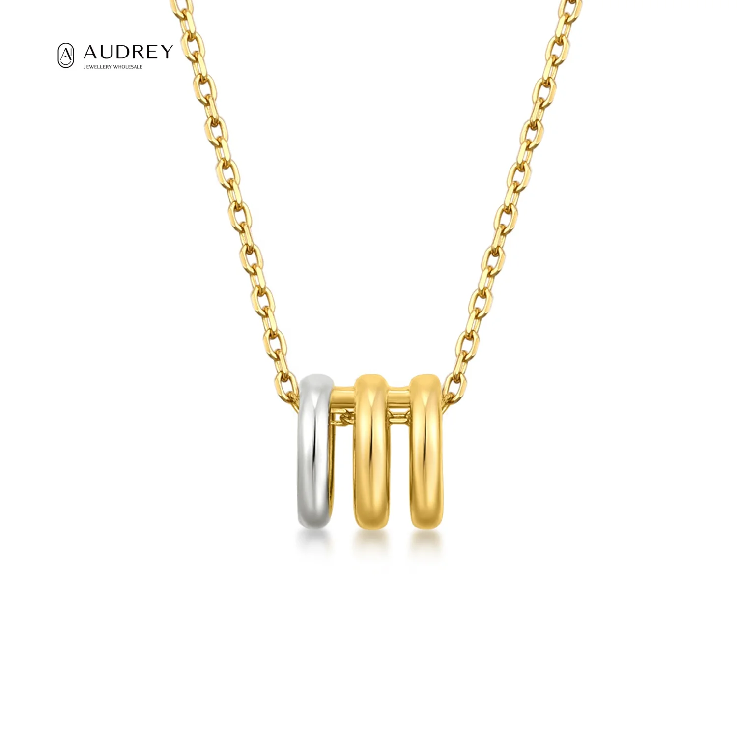 

Audrey Fine Jewellery Gold Plated 14k Vermeil Two Tone Plating Geometric Jewelry 925 Sterling Silver Round Wire Tube Necklace