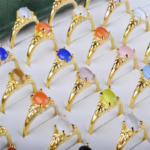 100 шт./лот Модные Позолоченные Кольца с кристаллами для женщин и девушек Красочные Овальные дизайнерские кольца с кристаллами ювелирные изделия ����������������