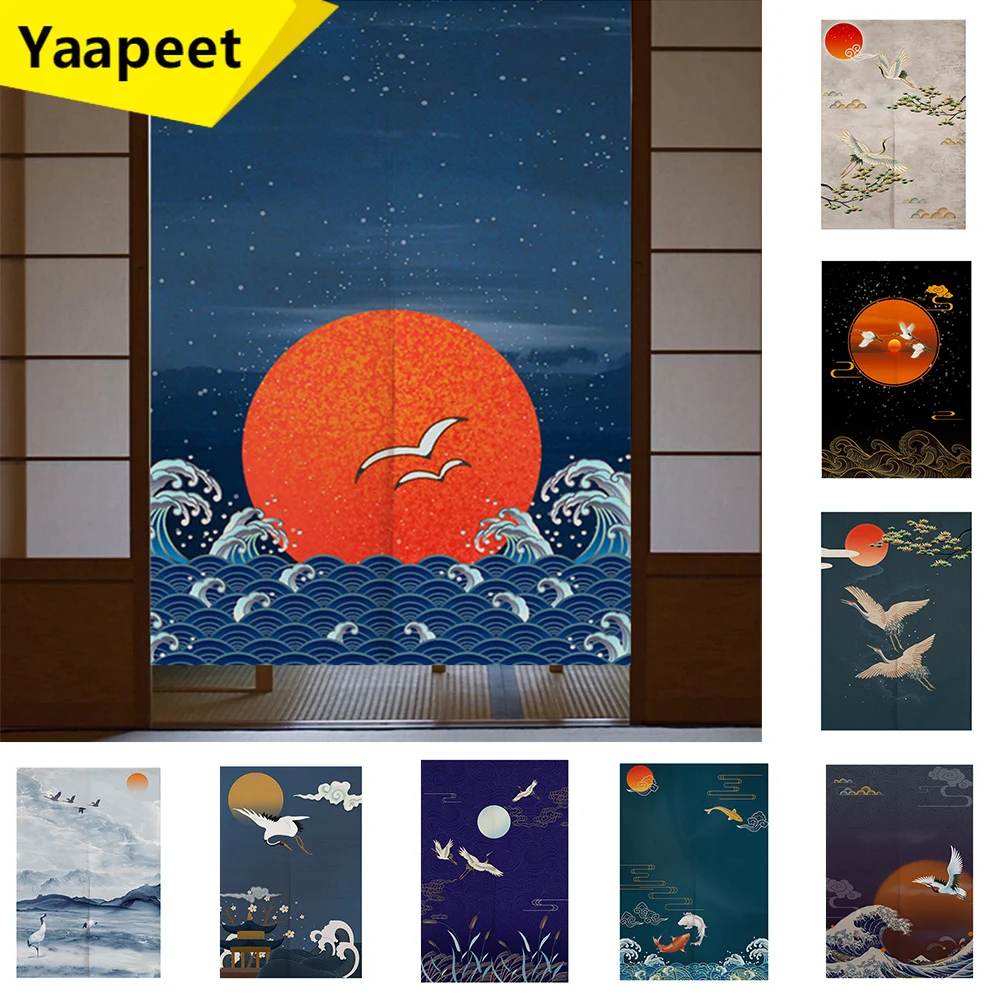 

Japanese Doorway Curtain Noren Fengshui Drapes Sushi Shop Decorative Ukiyo-E Painting Hanging Half Curtain Short Kitchen Curtain
