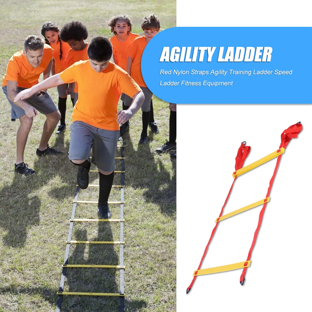 

Durable Agility Training Ladder Classic Delicate Red Nylon Straps Agility Training Ladder Soccer Speed Ladder Training Stairs