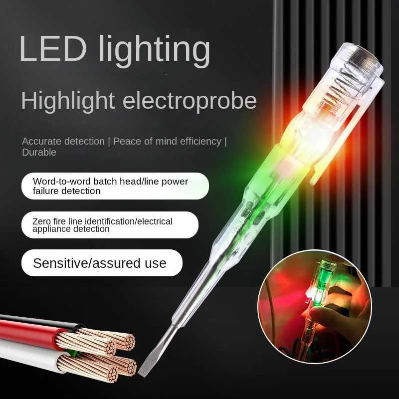 

Electrician rubber coated flat head testing pencil Single head screwdriver Circuit test pen Crosshead Circuit test pen tools