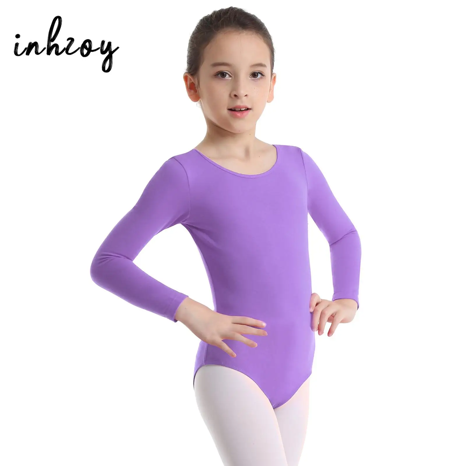 

Kids Girls Basic Ballet Dance Leotards Long Sleeve Gymnastics Bodysuit Dancewear Solid Color Ballerina Practice Training Unitard