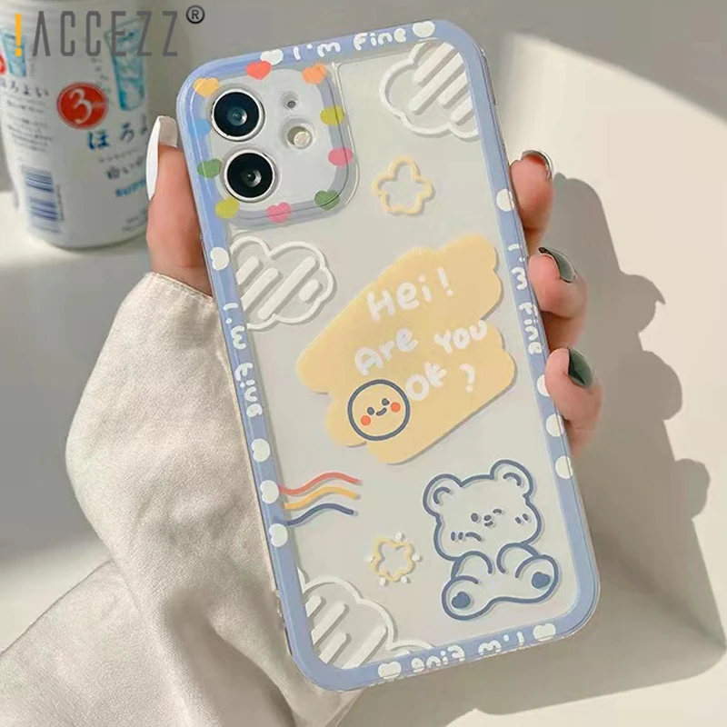 

!ACCEZZ Phone Case for Samsung A12 A50s S20 S21 Ultra A10 A10s A11 A52 A03 A20s A22 A12M Cute Are You OK Soft TPU Cellphone Cove