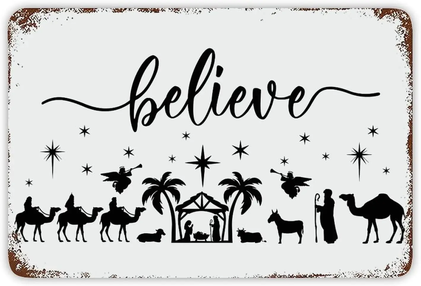 Beleve Alumnum Tn Metal Sgns 8x12 nch Wall Art Farmhoe Man Cave Christmas Sgn for ndoor Outdoor Dnng Room Pub Cafe Bar Garden Yar