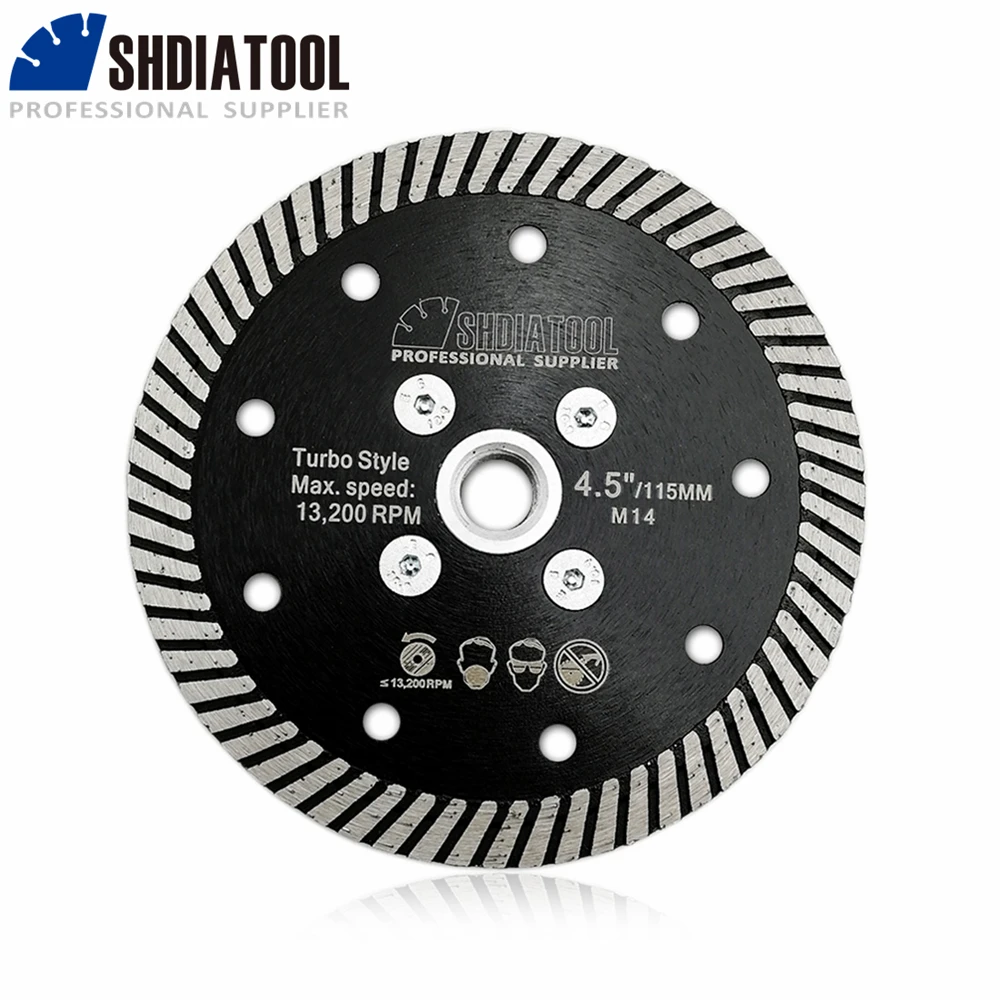 

SHDIATOOL M14 фланец диаметром 115 мм/4,5 дюйма Алмазный горячепрессованный узкий турбо-диск режущий диск для гранита мрамора бетона кирпичной кладки