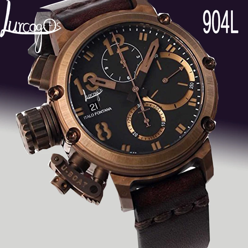 

Men luxury 50MM watch rose gold sapphire glass U quartz Luminous needles boat The small dial works normally