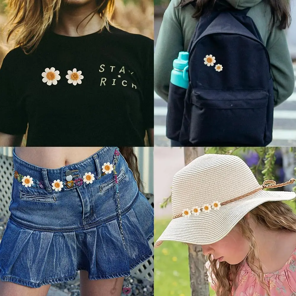 10 шт. белые нашивки с цветком ромашки для ремонта одежды