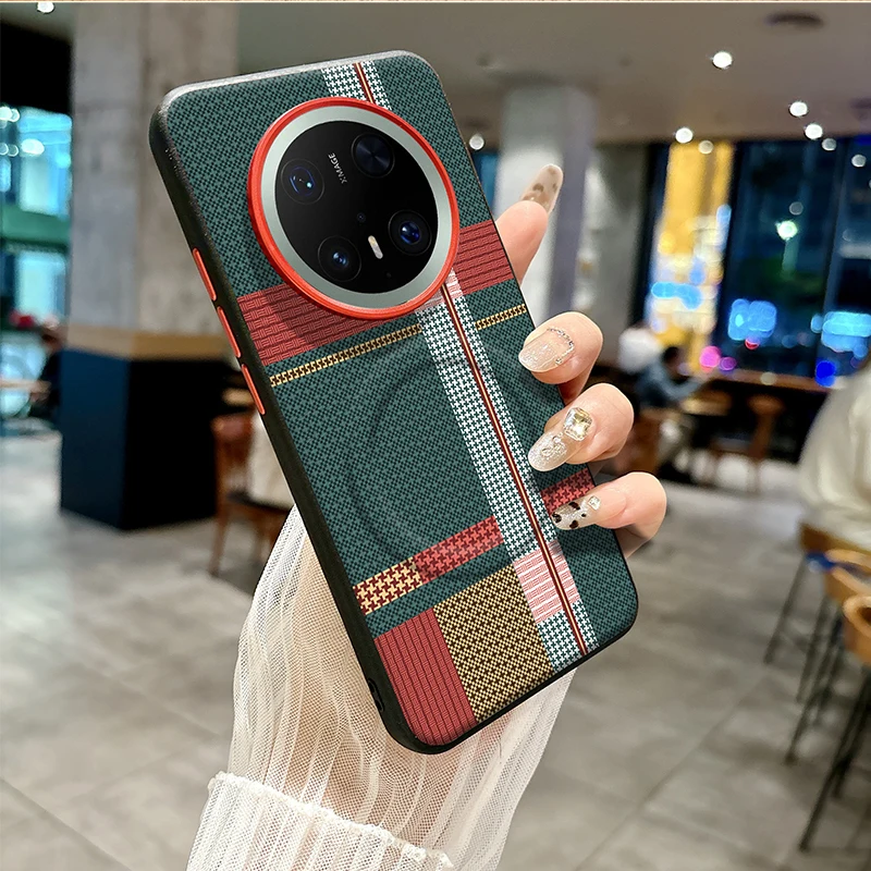Чехол для Huawei Mate 70 60 Pro, красный, зеленый, в полоску, кожаный чехол Magsafe, индивидуальные металлические ключи, матовый, противоскользящий, мягкий чехол (art.: 3920d02023f51) - 3920d02023f51