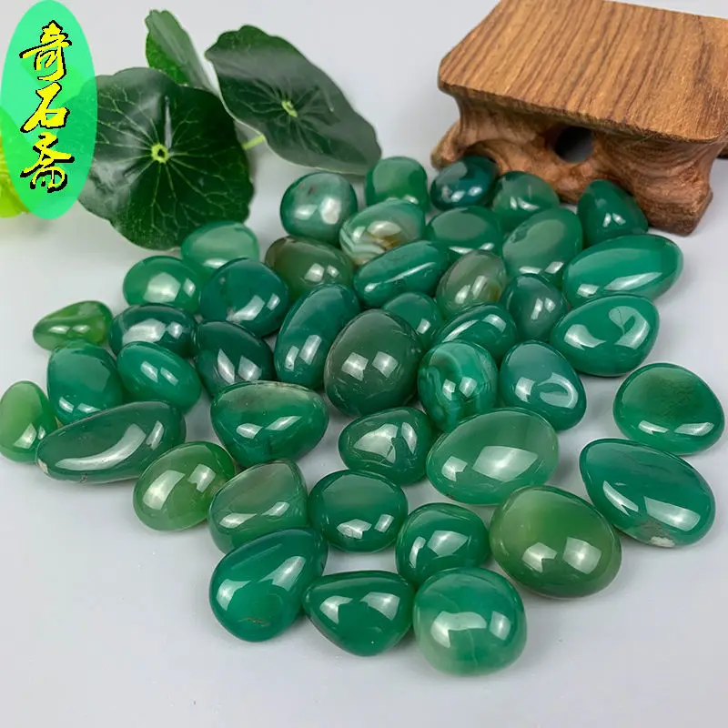 

500g Green agate stone rain flower stone original stone cobblestone fish tank landscaping stone potted multicolored stone