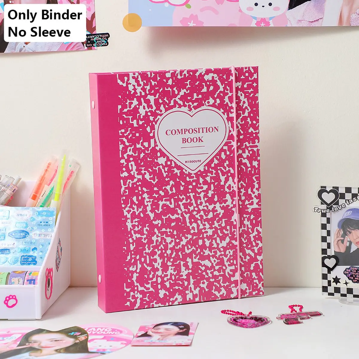 

A5 Binder Kpop Idol Pictures Storage Book Card Holder Chasing Stars Photo Album Photocard Book Stationery(Pink)