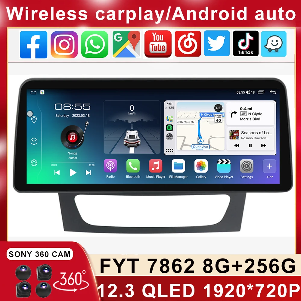 QLED для Mercedes Benz E-class W211 E200 E220 E300 E350 E240 E270 Android автомобильный стерео Мультимедийный