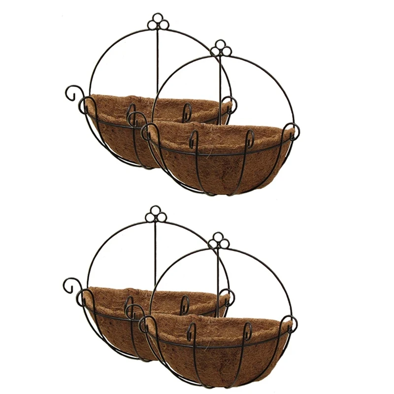 

4 PCS Iron Wall Hanging Gentleman Basket 30Cm Semi-Circular Plant Flower Wall Hanging Bracket Plant Hanger Decoration