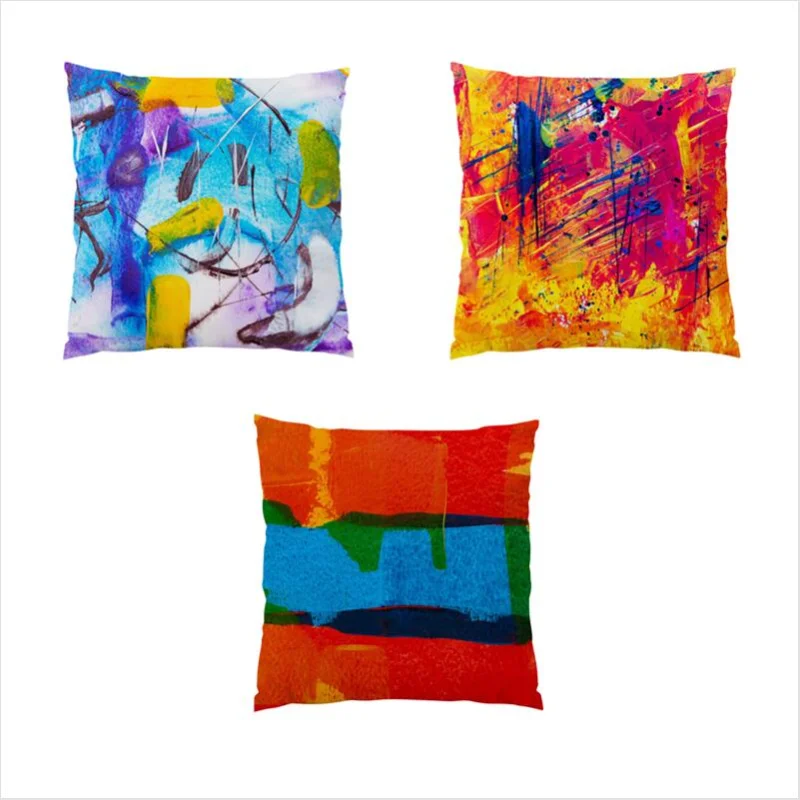 

Bed Living Room Decoration Polyester Linen Pillow Cover 45x45 Throw Pillow Covers Modern Art Abstract Sofa Oil Painting E0312