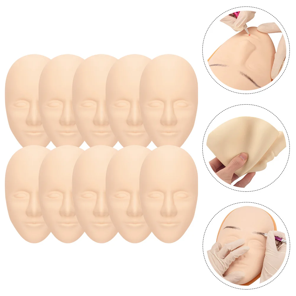 10Pcs Practical Tattoos Training Skin Professional Silicone Tattoos Skin Tattoos Training Face