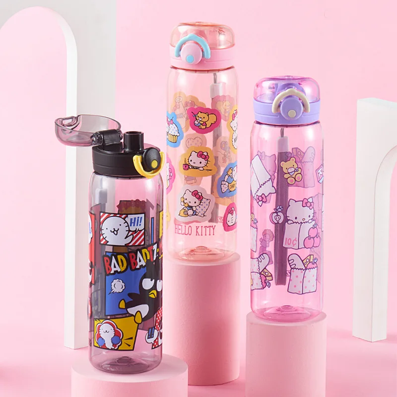 

Hello Kitty кавайная серия Sanrios аниме мультяшный милый детский пластиковый стакан для воды с защитой от падения для студентов Портативный Прямой...