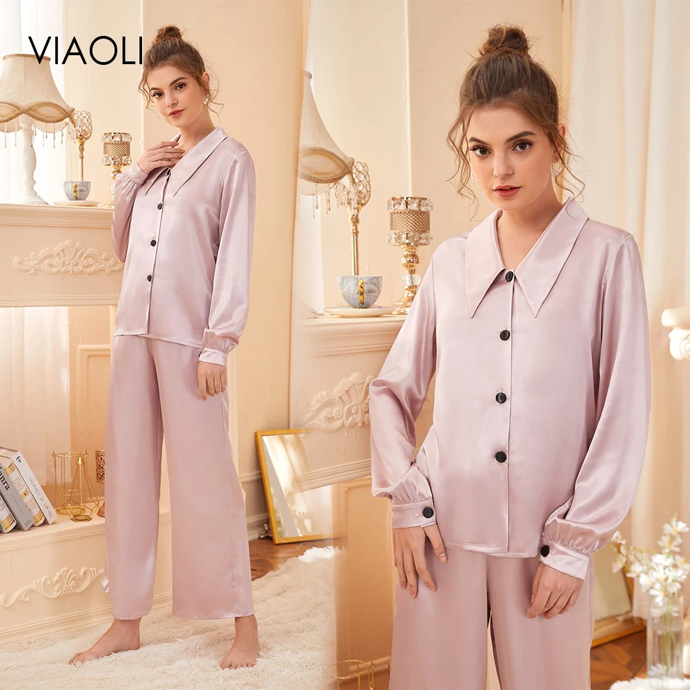 

Autumn/ Winter New Long-sleeve Trousers Ladies Pajamas Suit Simple Style Long Pajamas Women's Home Service Sleep Women Pajamas