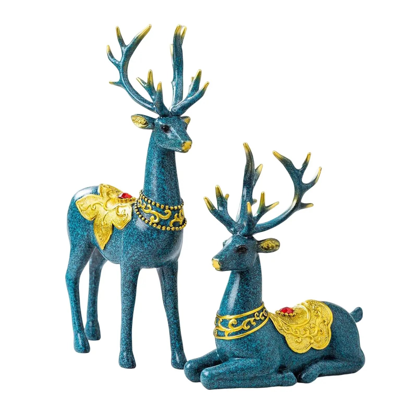

2Pcs Reindeer Statue Couple Elk Gifts Modern Lover Decoration Resin Window