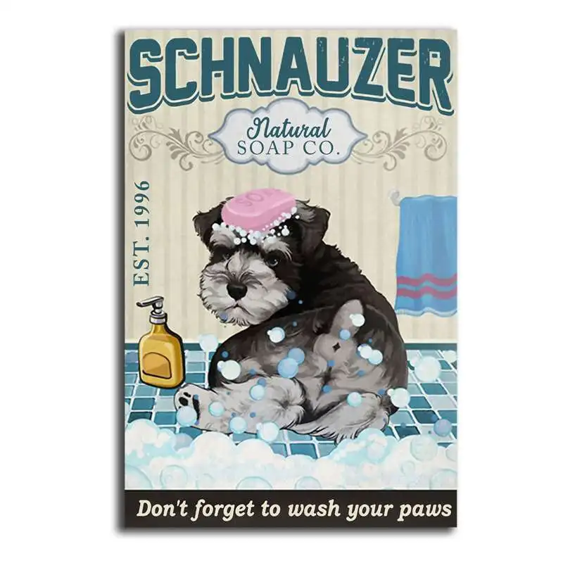 

Canvas Wall Art Schnauzer Dog Poster Schnauzer Dog Shower Gel Co Poster Home