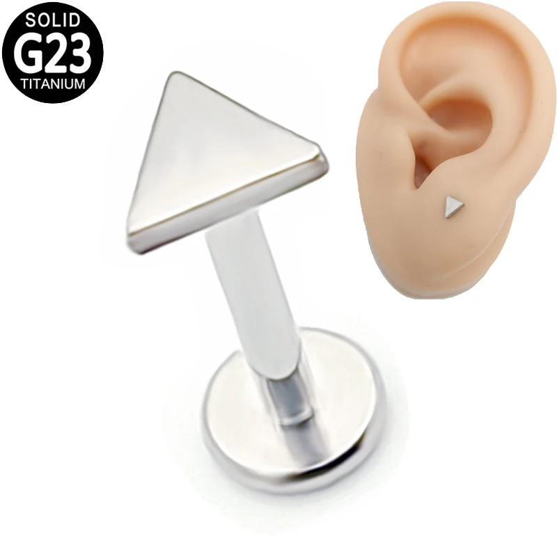 

G23 Titanium Lip Piercing Labret Studs Triangle Internal Thread Anodized Ear Tragus Cartilage Earrings Helix Lip Ring Jewelry