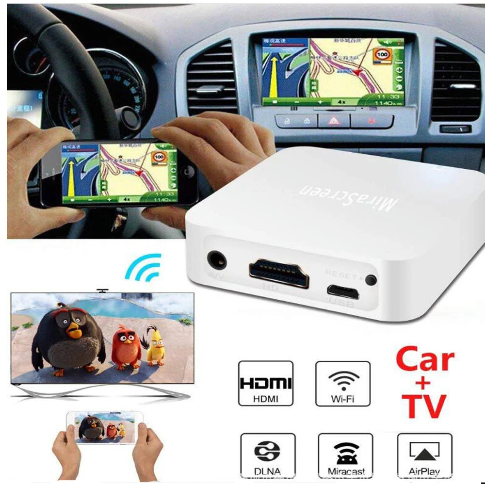 

Экран Mira X7 автомобильный медиа DLNA Miracast Airplay экран зеркальное приспособление TV Stick беспроводной HD AV выход видеопотокочный дисплей