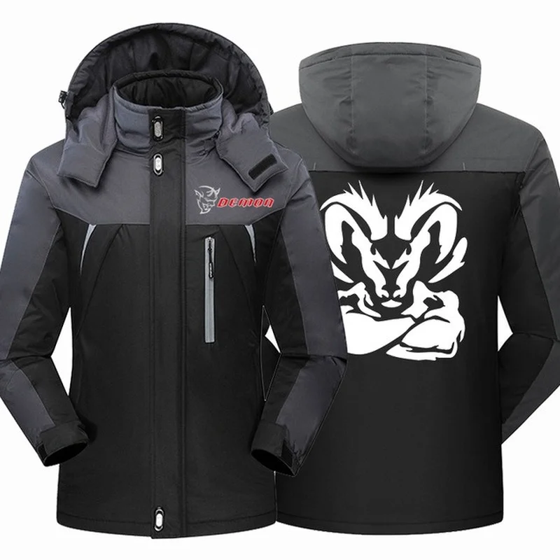 

2022 Winter Fashion Dodge Challenger Hellcat Men's Clothing Fleece Waterproof Thicken Slim Zippe High Quality Outwear V
