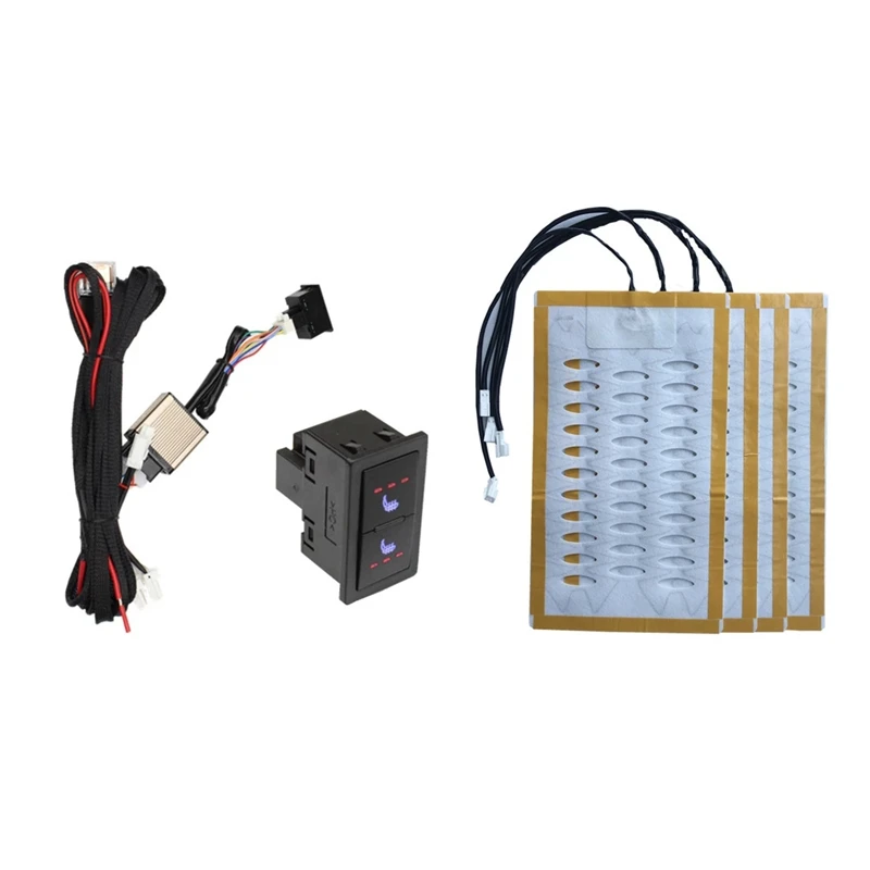 

2 Seats 4 Pads Universal Carbon Fiber Car Heated Seat Heater 12V Pads 2 Dial 5 Level Switch Winter Warmer Seat Covers